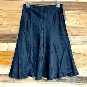 Tahari size 2 charcoal color satin raw stitched skater skirt